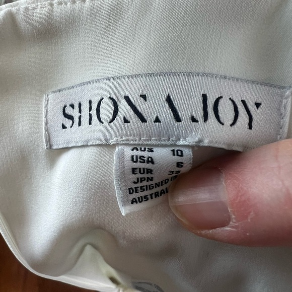 Shona Joy Draped Cocktail Midi Dress Ivory Size 6 - Picture 9 of 10